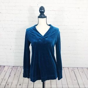 TALBOTS Blue Velvety Sweatshirt Size S